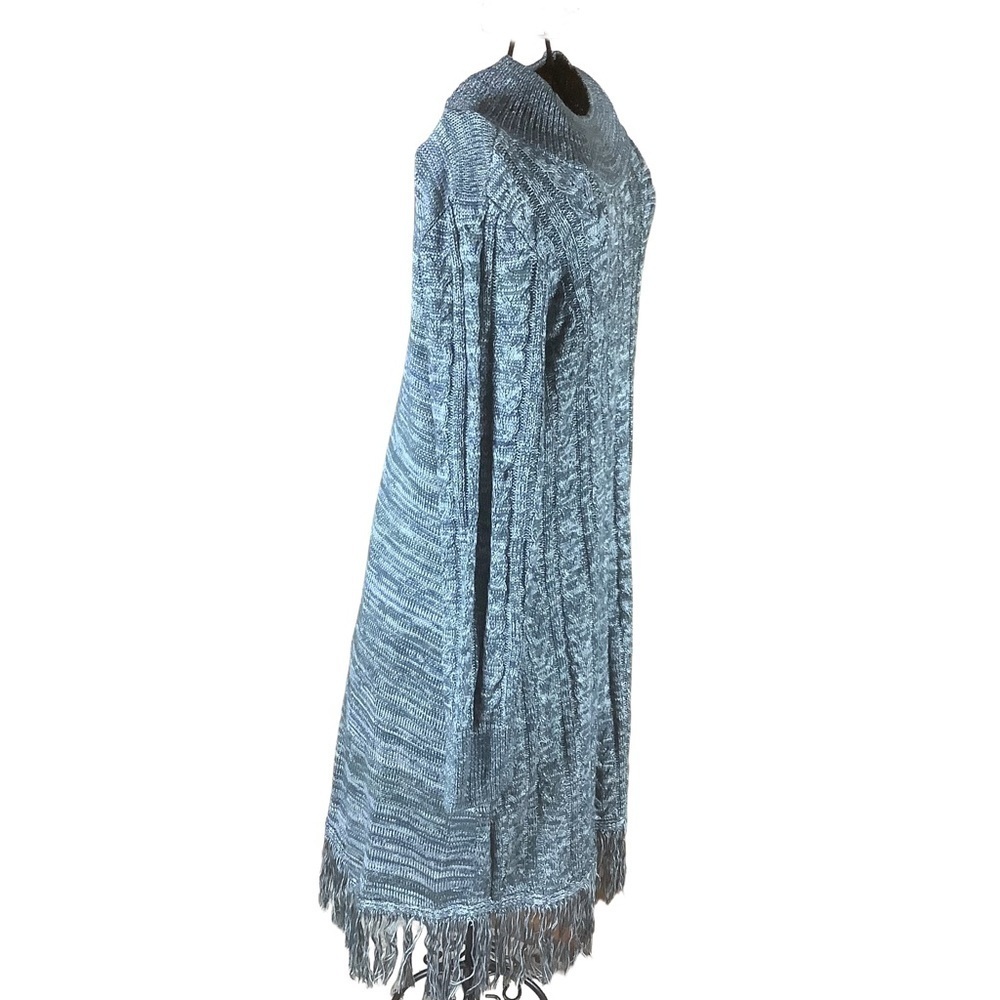 🖤 Soft Surroundings Heathered Gray Fringe Hem Sweater Dress- Plus Size 1X - Picture 5 of 11